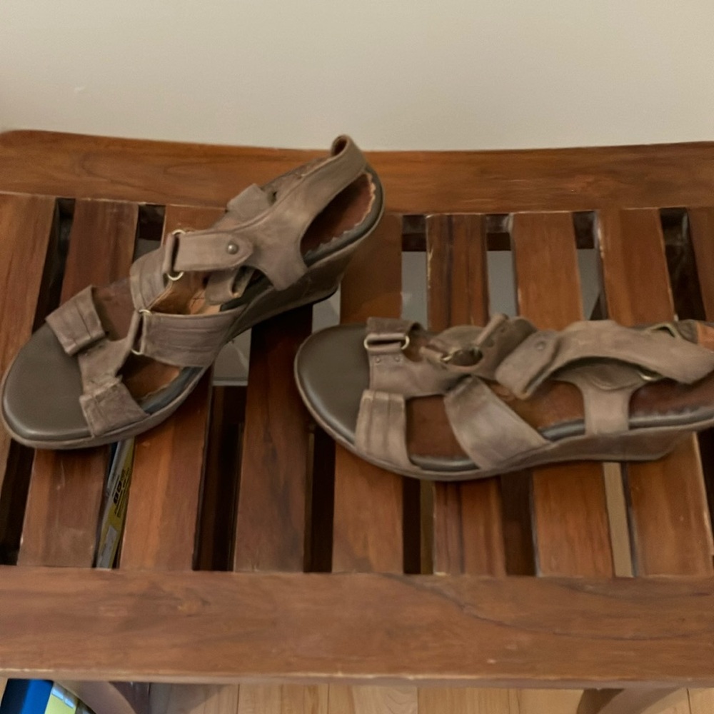 Indigo/clarks leather wedge